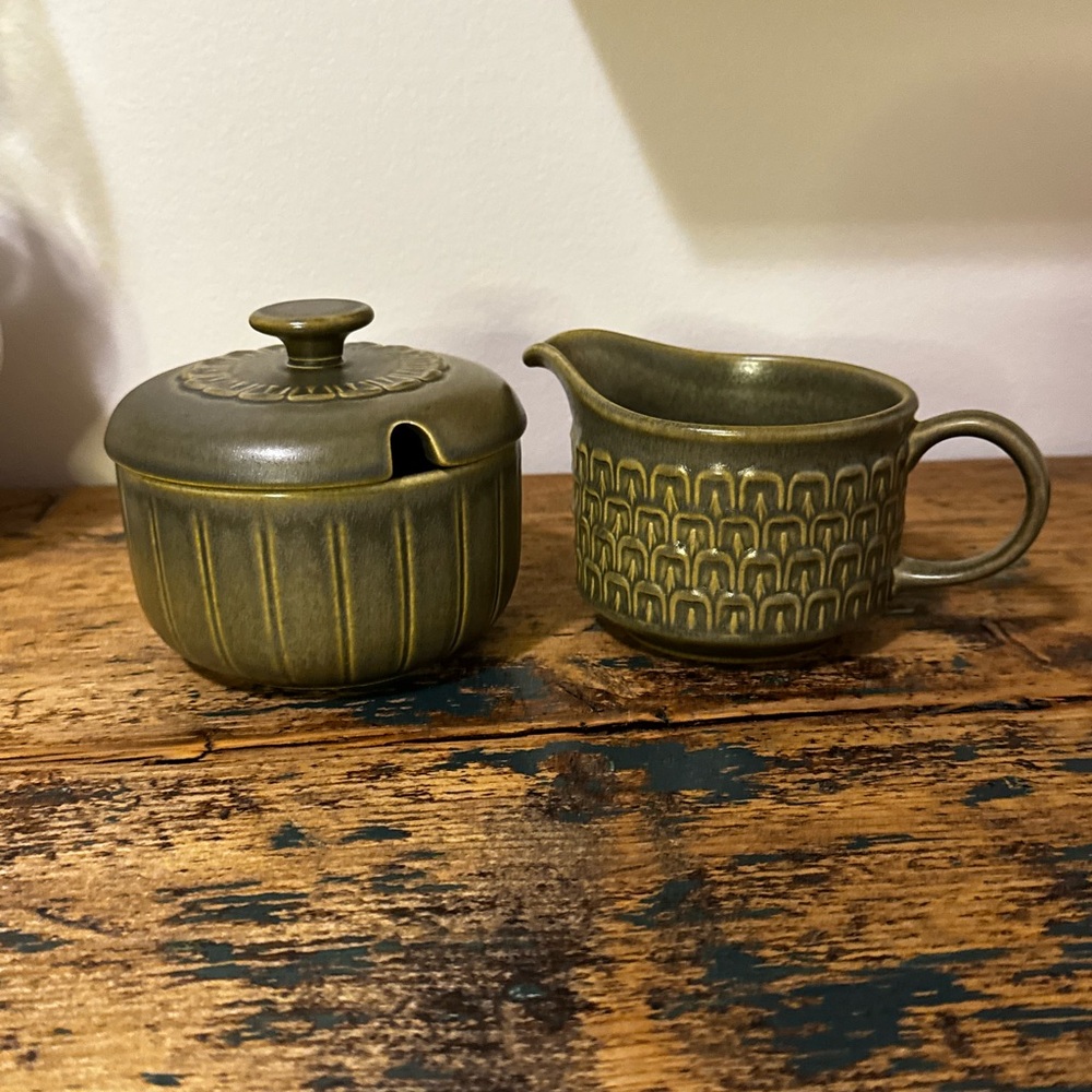 Wedgwood Cambrian Green Sugar and Creamer Set